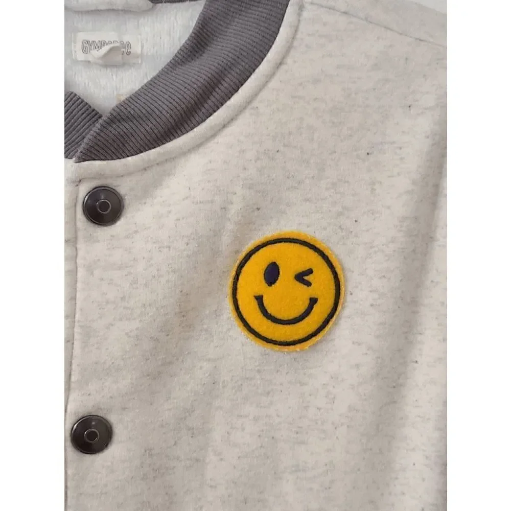🙂 Gymboree Boy's Like A Boss Varsity Long Sleeve Smile Snap Sweat Jacket Size M